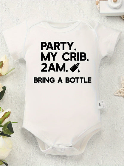Baby Unisex Cotton Romper - Fun Letter Print