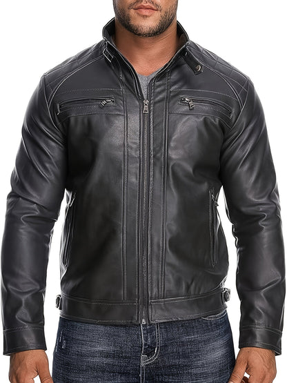 Men's Lightweight Faux Leather Pullover Coat