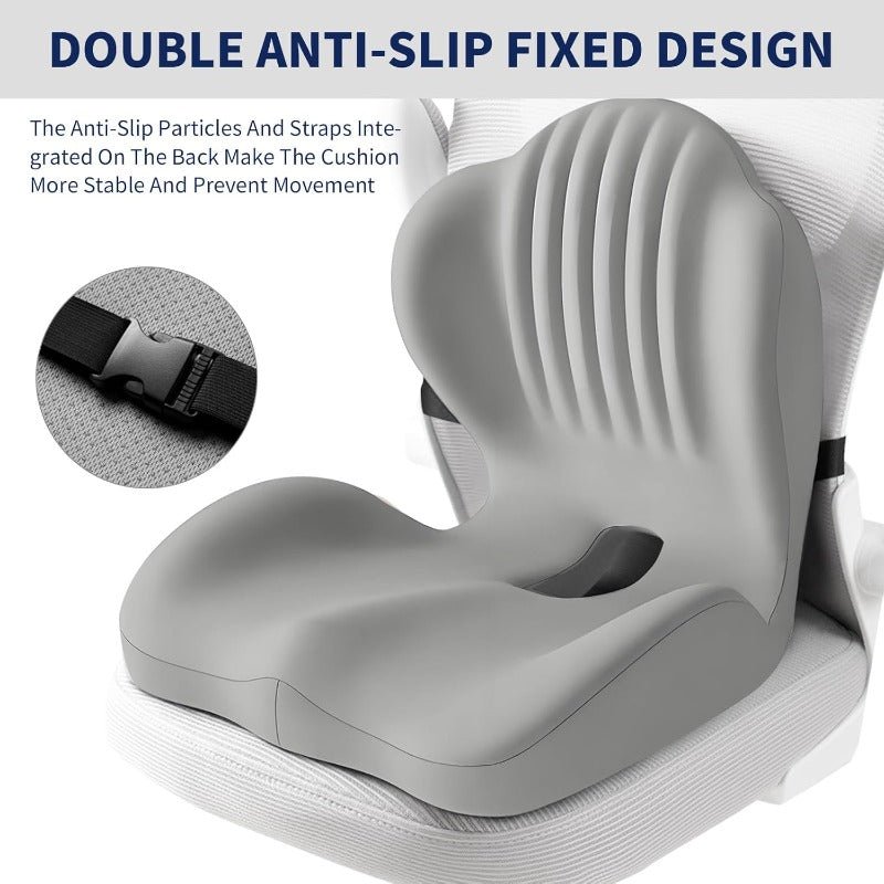 Ergonomic Seat Cushion with Lumbar Support – Orthopedic Car Seat Pillow for Back, Hip & Tailbone Pain Relief, Multi-Purpose for Car, Office Chair, Truck & Dining Chair, Non-Slip Memory Foam Cushion