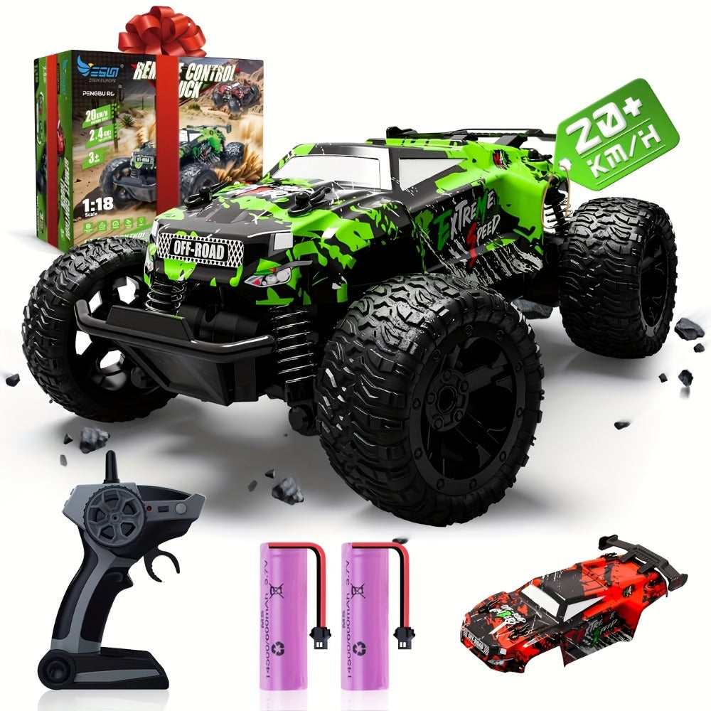 4WD RC Monster Truck for Kids with LED Lights High-Speed All-Terrain Remote Control Off-Road Car Toy for Boys Girls Ages 6+ – Outdoor Backyard Racing Birthday Christmas Gift