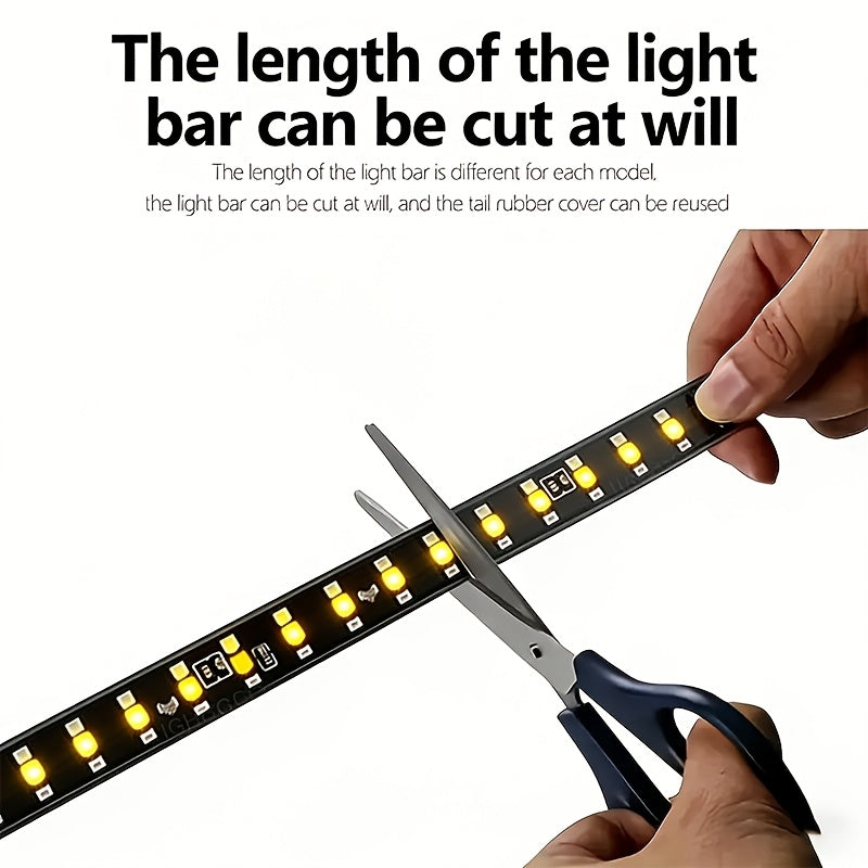 47. 24 Inch Long LED Light Strip Designed for Off-Road Vehicles, Featuring Arrow Shapes And Flowing Red And Yellow Lights. This Car Atmosphere Light Strip Serves As a Decorative Neon Addition to The Back of a Truck And Makes for a Considerate Gift