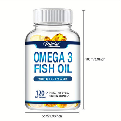 Triple Strength Omega-3 Fish Oil Softgels 120 Capsules with High-Potency EPA & DHA — Heart, Brain, Vision & Skin Health Supplement for Women and Men
