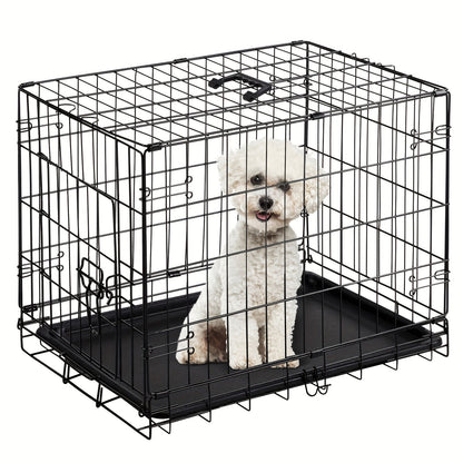 Folding Metal Dog Crate with Divider & Removable Tray – 36 Inch Portable Reinforced Kennel for Indoor & Outdoor Use