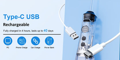 Water Flosser Cordless Oral Irrigator - Rechargeable Electric Dental Cleaner with 6 Interchangeable Nozzles, Adjustable Pressure Control, Plaque & Tartar Removal, USB Powered, Portable for Home & Travel Use