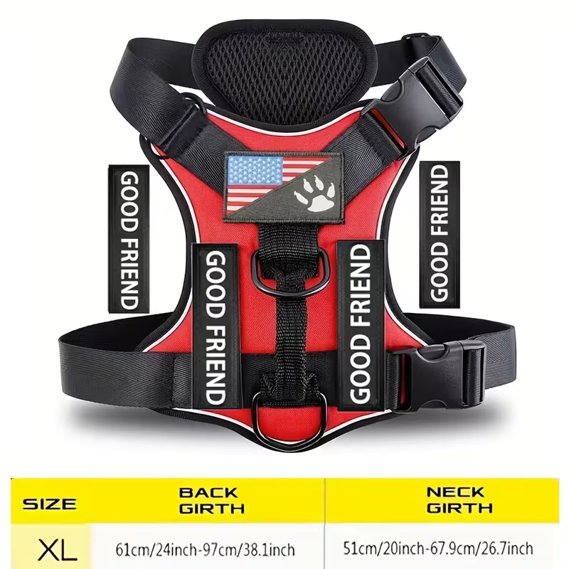 Service Dog Harness with 5 Patches – Reflective Adjustable Oxford Vest with Inner Mesh Layer, Service Dog ID System for Small Medium Large Dogs, XS–XL, 5 Colors