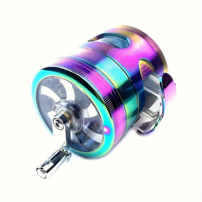 Spice Grinder 4-Layer Hand Crank Metal Herb Grinder – Colorful Rainbow Multifunctional Spice Crusher for Kitchen, Manual Spice Mill, Kitchen Gadget Gift