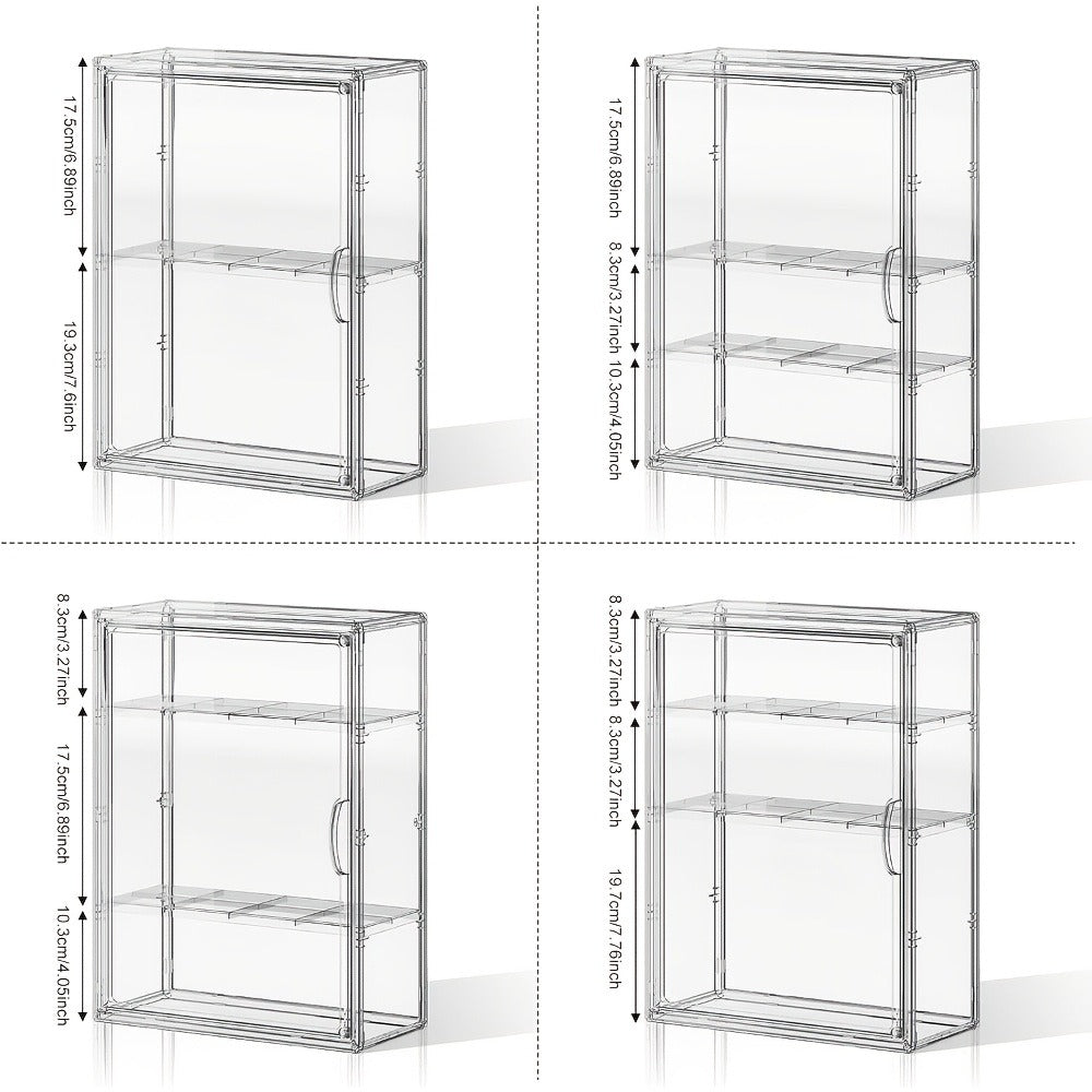 Acrylic Display Case Wall Mounted 4 Tiers – Clear Figure Display Cabinet with 3 Adjustable Dividers, Magnetic Door & Dust-Proof Design for Action Figures, Collectibles, Funko Pop, Toys & Models