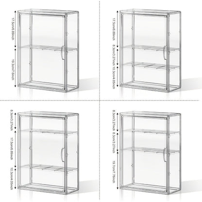 Acrylic Display Case Wall Mounted 4 Tiers – Clear Figure Display Cabinet with 3 Adjustable Dividers, Magnetic Door & Dust-Proof Design for Action Figures, Collectibles, Funko Pop, Toys & Models