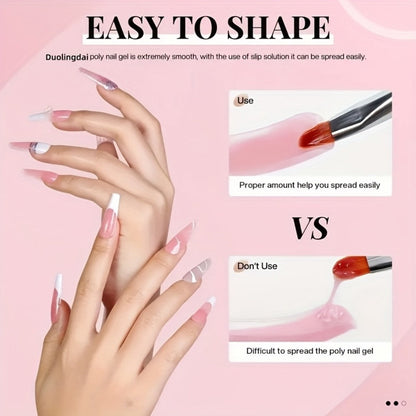 Poly Gel Nail Extension Kit 12pcs 3D Modeling Sculpting Gel – Semi-Permanent Resin Strengthener, Transparent Color Gel, Long-Lasting Acrylic Alternative for Beginner Salon DIY Nail Art Women