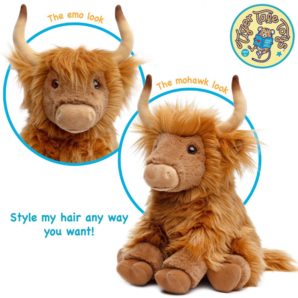 Highland Cow Stuffed Animal 14 Inch – Henley Fluffy Scottish Cow Plush Toy by Viahart, CPSIA Safe, 90-Day Warranty, Birthday & Christmas Gift for Kids
