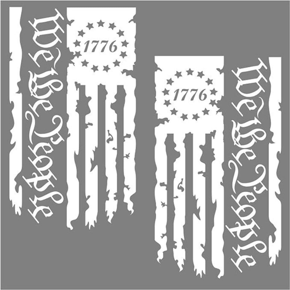 American Flag Vinyl Decal Stickers - We The People 1776 Patriot 250th Anniversary Truck Tailgate Decal, Car Window Bumper Sticker, Home Wall Decor, 2 Pack (Black, Red, White)