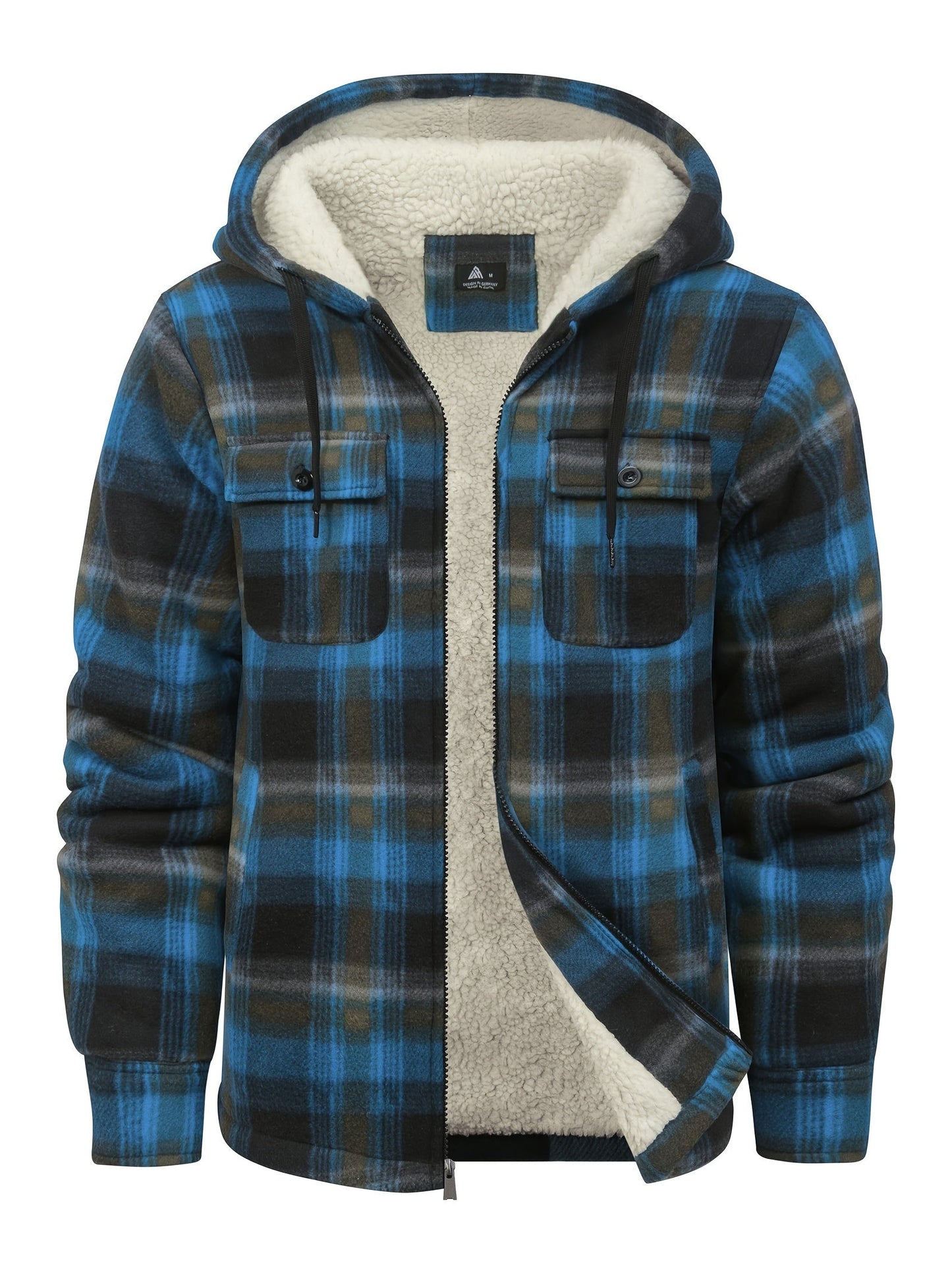 Men's Cozy Faux Fur Plaid Hoodie