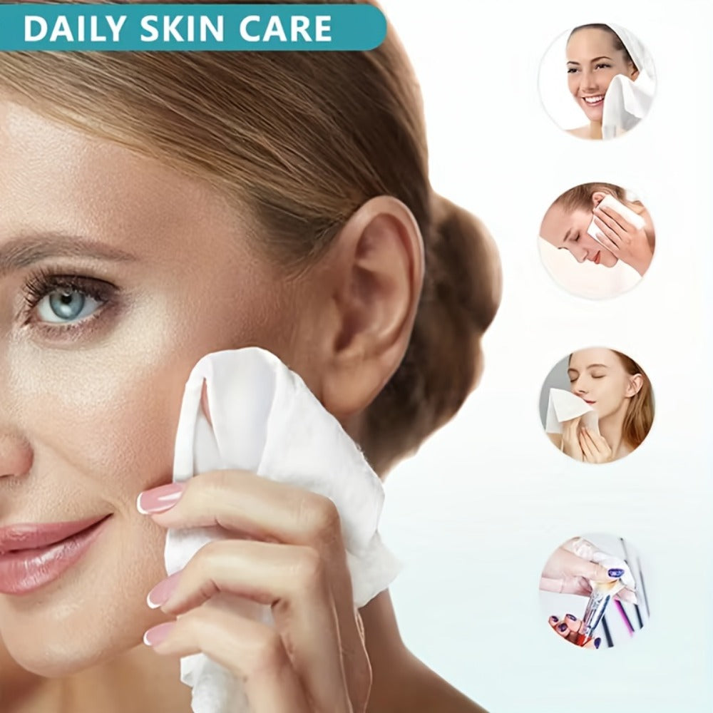 Disposable Face Towels Jumbo Ultra-Soft Extra Thick – Highly Absorbent Dry Wet Dual-Use Facial Wipes for Makeup Removal, Facial Cleansing, Spa & Travel, All Skin Types, 50 / 100 / 150 Sheets per Pack