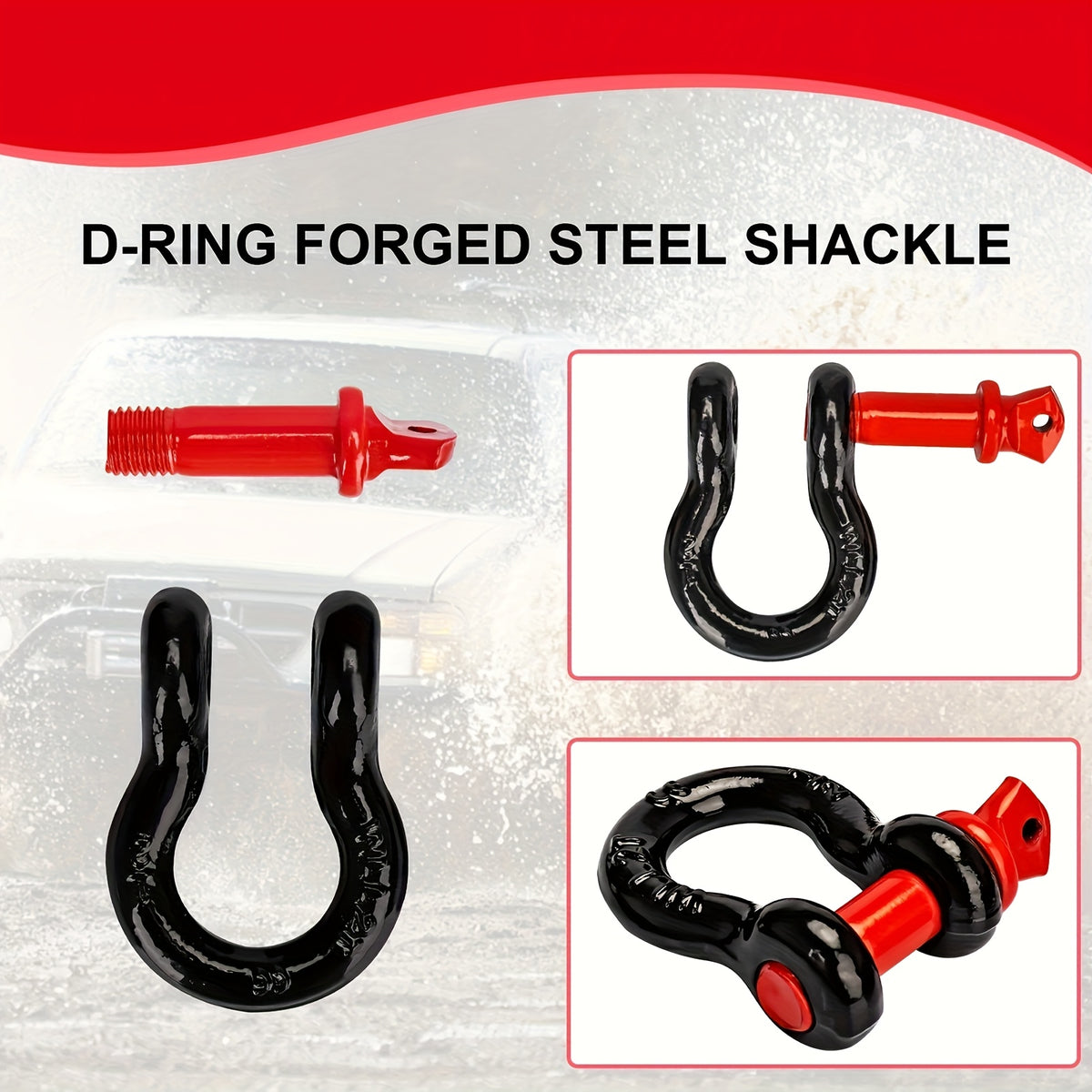 2-inch X 20-foot Emergency Towing Kit with Towing Rope And 1/2 D-ring Shackles (2pcs)