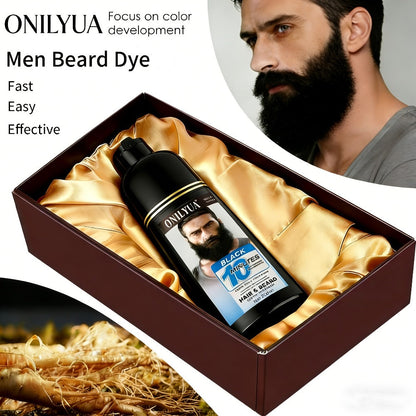 Beard Dye Shampoo for Men 2-in-1 Hair & Beard Grey Coverage Argan Oil No-Mix Formula – Fast 5-20 Min Long-Lasting Natural Color 6.76 oz Mustache Goatee Facial Hair