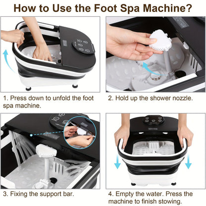 Foldable Foot Spa Bath with 20 Massage Rollers – Touchscreen Temperature Display, Remote Control & Shower Sprayer | Space-Saving Electric Foot Soak Tub for Home Relaxation, Heartfelt Gift for Women