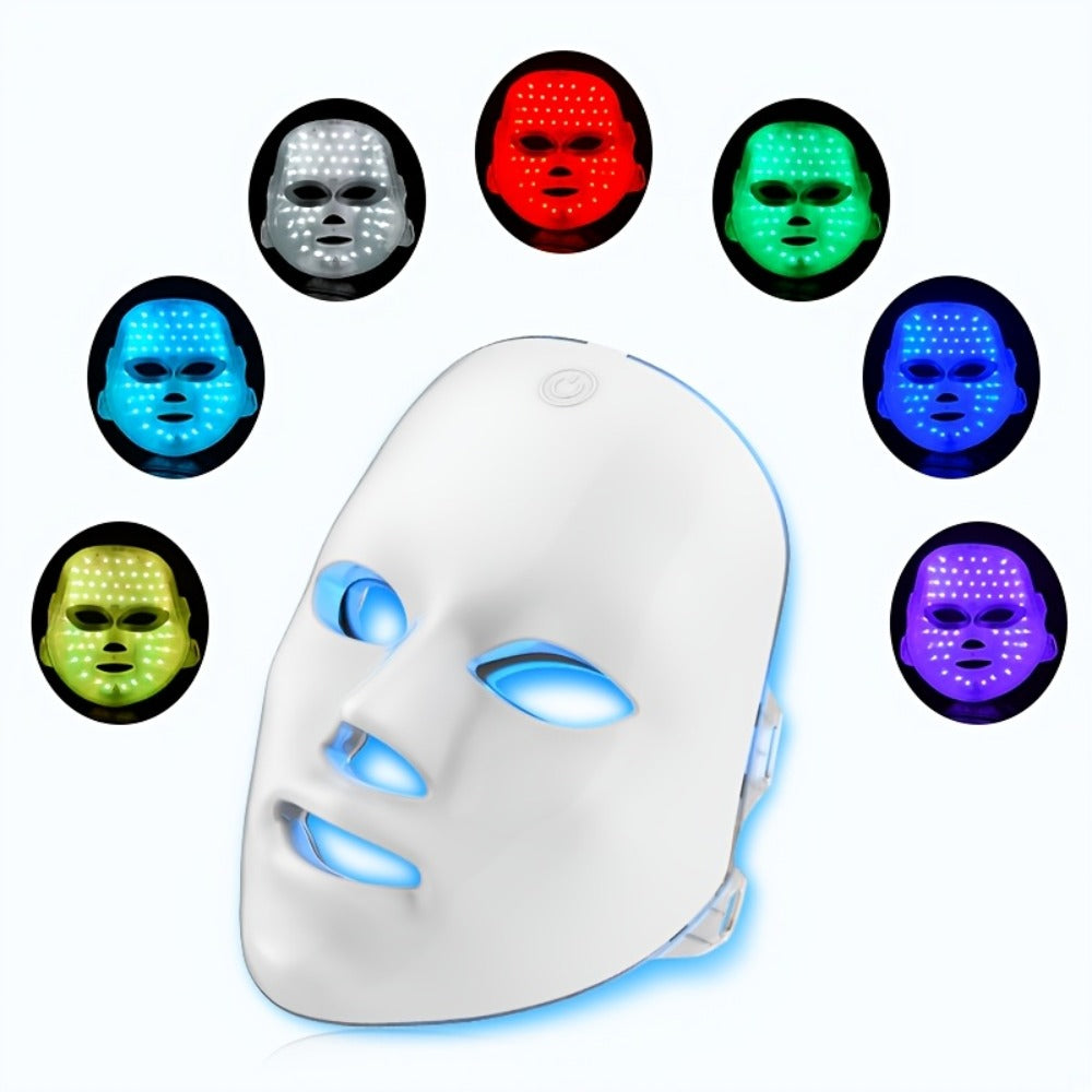 Portable 7-Color LED Facial Mask Device – USB Rechargeable Home Beauty Skincare Tool for Face Care, Anti-Aging & Acne, Perfect Gift for Girlfriend & Valentine's Day