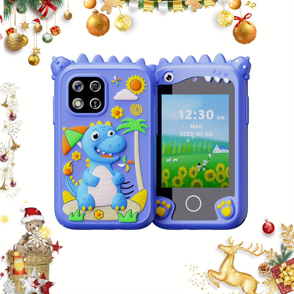 Kids Smart Phone Toy with Touchscreen HD Dual Camera & 8GB SD Card – Dinosaur Children's Cell Phone for Boys & Girls Ages 3+ Travel Toy Birthday Christmas Easter Gift Green Purple