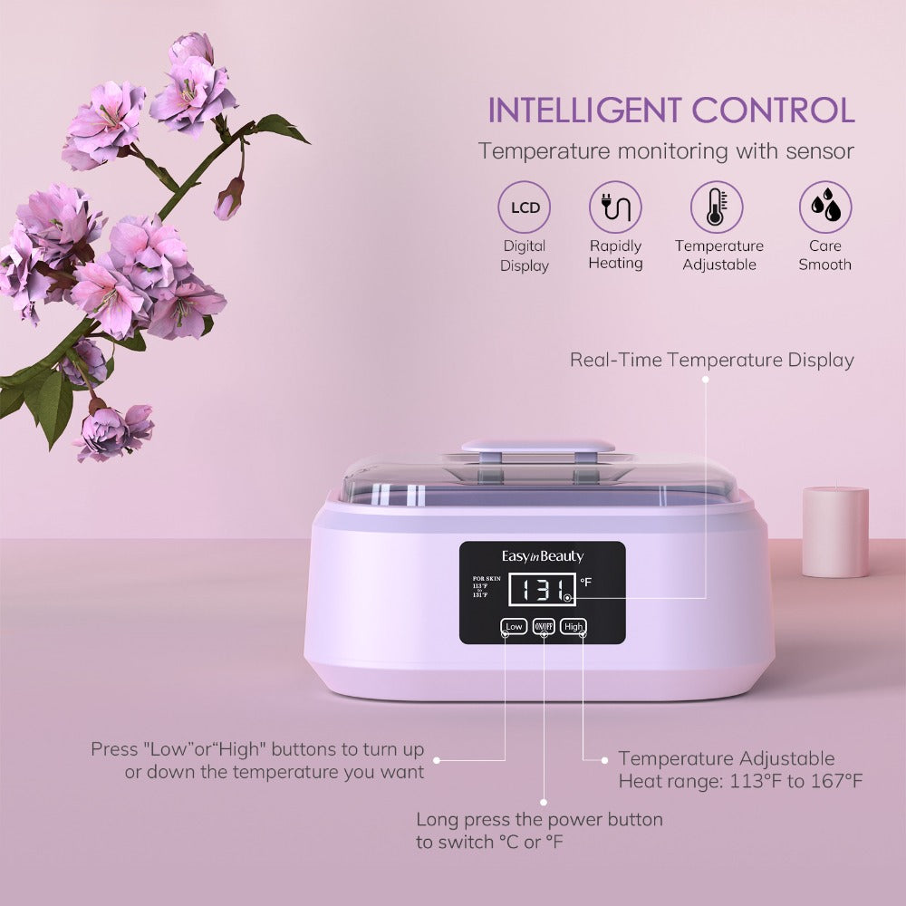 Paraffin Wax Warmer Kit 3000ml Touchscreen for Hands & Feet – Includes 6 Packs Refill Wax, Hot Wax Spa Bath for Arthritis Pain Relief & Deep Skin Moisturizing, Home Salon Use Purple Pink White Green Black