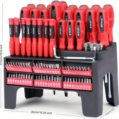 Magnetic Screwdriver Set 100/118/126-Piece – Insulated Chrome Vanadium Bits with Ratchet, Precision & Torx Drivers, Non-Slip Handles, Organized Storage Case for Electronics, Auto & DIY Repair