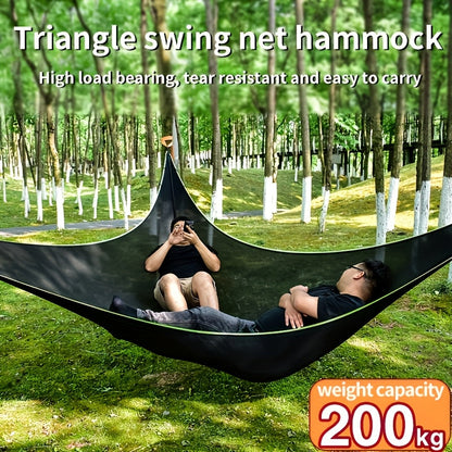 Outdoor Triangle Hammock Multi-Person – Large Aerial Tree Tent, Mesh Swing Camping Hammock for Backyard, Camping & Relaxing – Durable Hanging Hammock for Adults & Kids