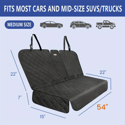 Car Back Seat Cover 60/40 Split Bench Waterproof 900D for Dogs & Kids - Non-Slip Heavy Duty Seat Protector for Cars Trucks SUVs, Machine Washable, Seat Belt & Armrest Access, 54W & 60W Sizes, Black