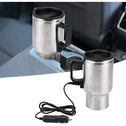 Car Electric Kettle 12V – Stainless Steel Travel Heating Cup with Auto Shut-Off, 450ml & 500ml Portable In-Car Water Heater for Hot Water, Tea & Coffee – Cigarette Lighter Powered Road Trip Essential