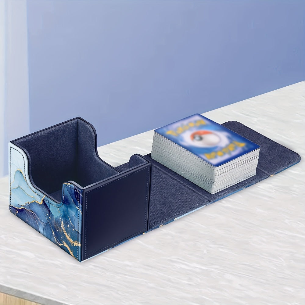 Magnetic Card Storage Box 180+ Cards MTG TCG CCG – Premium PU Leather Deck Box with Magnetic Closure, Built-In Divider, Marble & Starry Sky Colors for Trading Card Collectors & Players