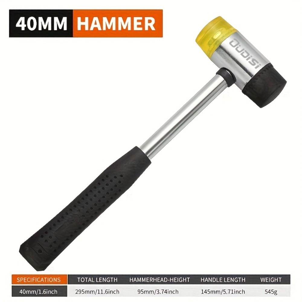 Double-Head Rubber Mallet – Plastic Installation Hammer with Rubber Handle, Rebound-Proof Soft Mallet for Floor Installation, Tile, Jewelry, Leather Crafts & Woodworking (25/30/35/40mm)