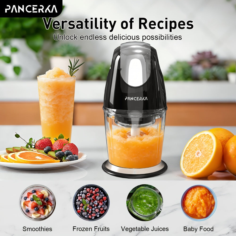 Electric Food Chopper Mini Food Processor – One-Touch 600ml Vegetable Chopper with 4 Stainless Steel Blades, Meat Grinder Blender for Garlic, Fruits, Smoothie, Puree, Black