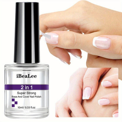 Base Coat and Top Coat 2-in-1 Nail Polish Super Strong Chip Resistant Long Lasting High Shine Nourishing Nail Treatment Stops Chipping and Peeling for Healthy Beautiful Nails 10ml