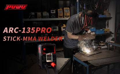 135A 110V MMA Arc Welder Stick Lift TIG 2-in-1 DC Inverter Welder LCD Digital Display Hot Start Thermal Protection Portable Welding Machine