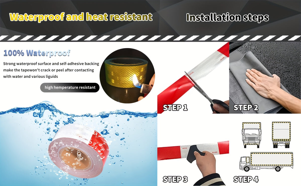 [Multi-volume Series]DOT-C2 Reflective Tape 2" X 60ft | Red & White, Ultra-Bright 360° Safety Marking for Trucks, Trailers, Vans & Construction Signs All-Weather Strong Roll