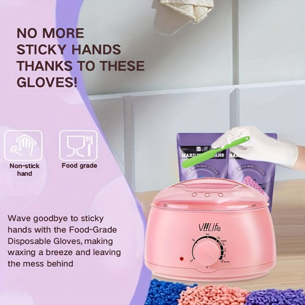Hard Wax Warmer Kit 43 Piece Complete Home Waxing Set with Pink Hard Wax Beads - No Strip Hair Removal for Face Eyebrow Body Brazilian Bikini Underarm - Professional Wax Pot Machine for Women & Men