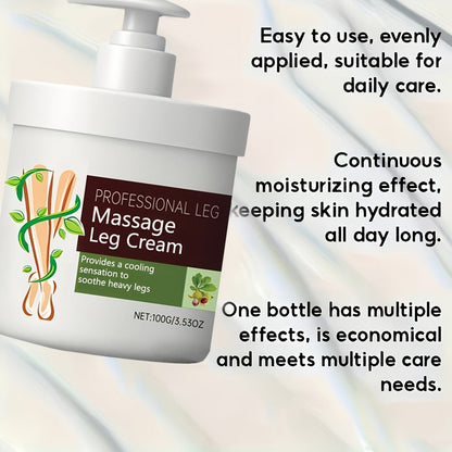 Leg Massage Cream with Snakehead & Bee Venom – Multi-Functional Relief, Long-Lasting Moisture, Lightweight Non-Greasy Formula | Gentle for Sensitive Skin | Muscle & Posture Support | 100G