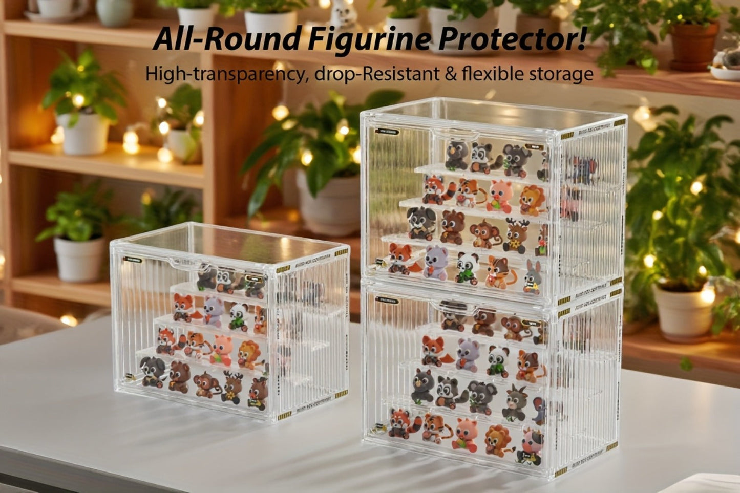 4-Tier Acrylic Figure Display Case with Magnetic Design – Clear Collector Showcase Box for Action Figures Dolls Funko Pop Anime Desktop Organizer