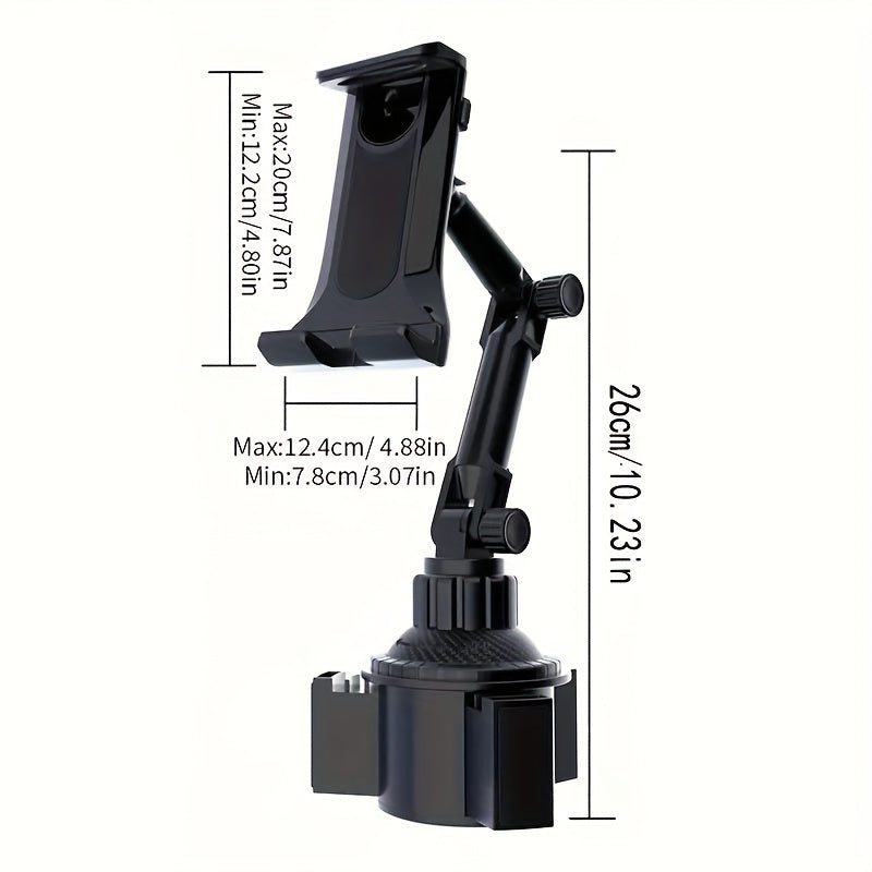 1pc Durable Car Cup Holder Multi-functional Mount for Tablets and Phones- Adjustable Angle