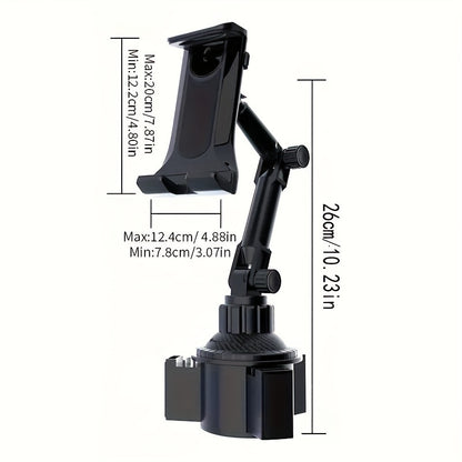1pc Durable Car Cup Holder Multi-functional Mount for Tablets and Phones- Adjustable Angle
