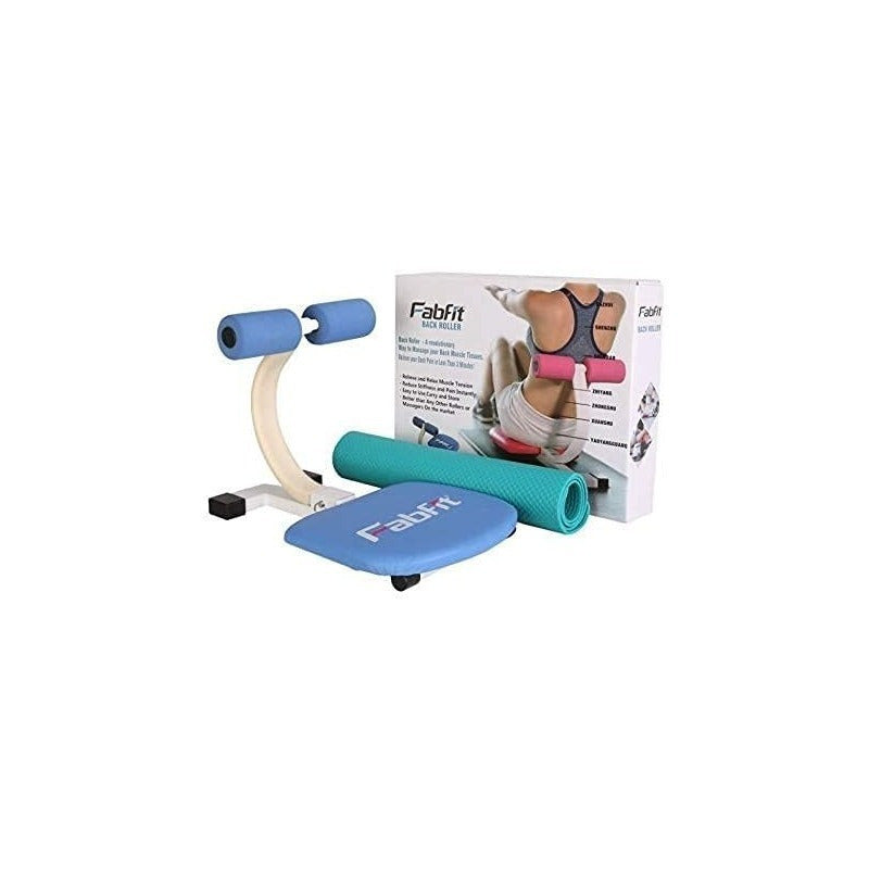 Ab Crunch Trainer Machine with Back Massager Roller Dual Resistance Sit-Up Assistant Lower Back Support Includes Yoga Mat Workout Guide Home Gym Fitness Gift