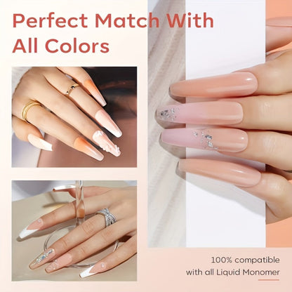 Acrylic Nail Powder 8oz Professional Clear Pink Nude White Fast Set No Lamp Required for Nail Extensions 3D Nail Art Carving Salon Quality Bulk Powder for Beginners Techs