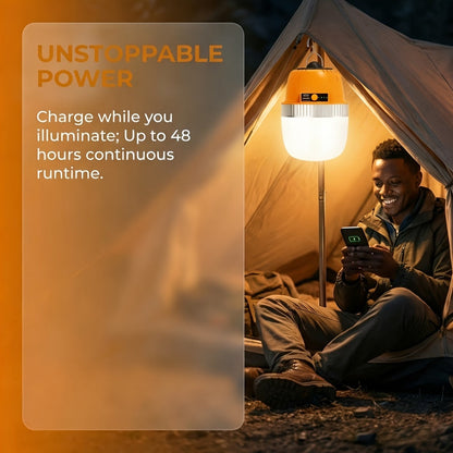 Rechargeable LED Camping Lantern with Power Bank USB Outdoor Hanging Tent Light Built-in Battery Emergency Lamp for Camping BBQ Hiking Patio Backpacking Portable Camp Light Orange