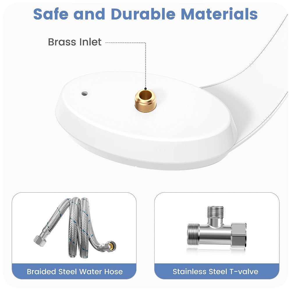 Ultra-Slim Non-Electric Bidet Attachment for Toilet, Self-Cleaning Dual Retractable Nozzles, Adjustable Water Pressure, Fresh Water Sprayer, US Standard, Easy Install