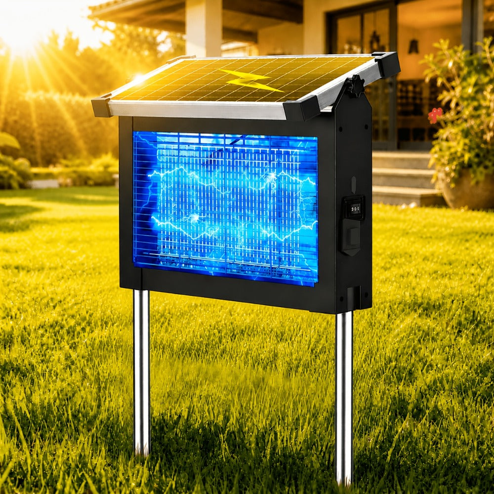 Solar Bug Zapper Outdoor 4200V – Solar Powered Mosquito Killer with Auto/Manual Dual Mode, 2100 Sq.Ft Coverage, 12H Runtime, 3-Way Charging, 10FT Cord, Safe for Family & Pets, for Patio, Garden & Camping