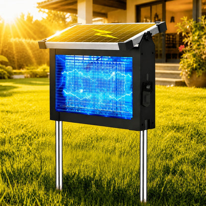 Solar Bug Zapper Outdoor 4200V – Solar Powered Mosquito Killer with Auto/Manual Dual Mode, 2100 Sq.Ft Coverage, 12H Runtime, 3-Way Charging, 10FT Cord, Safe for Family & Pets, for Patio, Garden & Camping