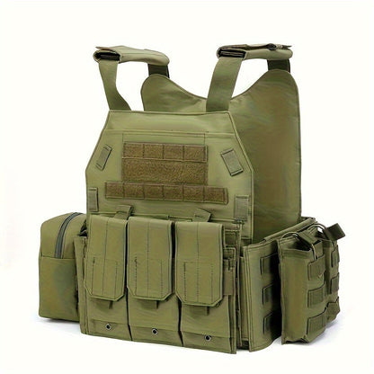 Tactical MOLLE Vest 6094 Adjustable Combat Chest Rig with Multi-Pocket System for Outdoor Hunting Training Airsoft CS Wargame Hiking Camping