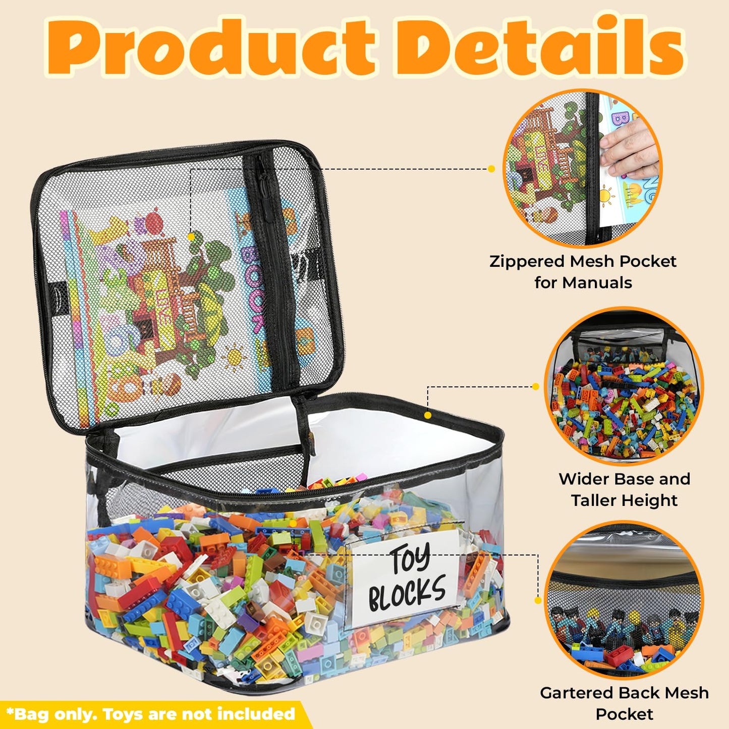 Household Storage Bags - 6-Pack Zippered Clear TPU