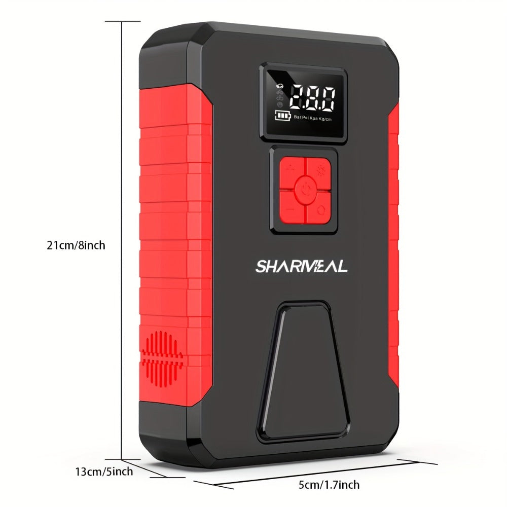 Portable Jump Starter with Air Compressor – 15000A-19000A Peak 350PSI 12V 17-in-1 Car Battery Jump Starter, Digital Display, LED Light & Smart Clamp for Cars Trucks SUVs