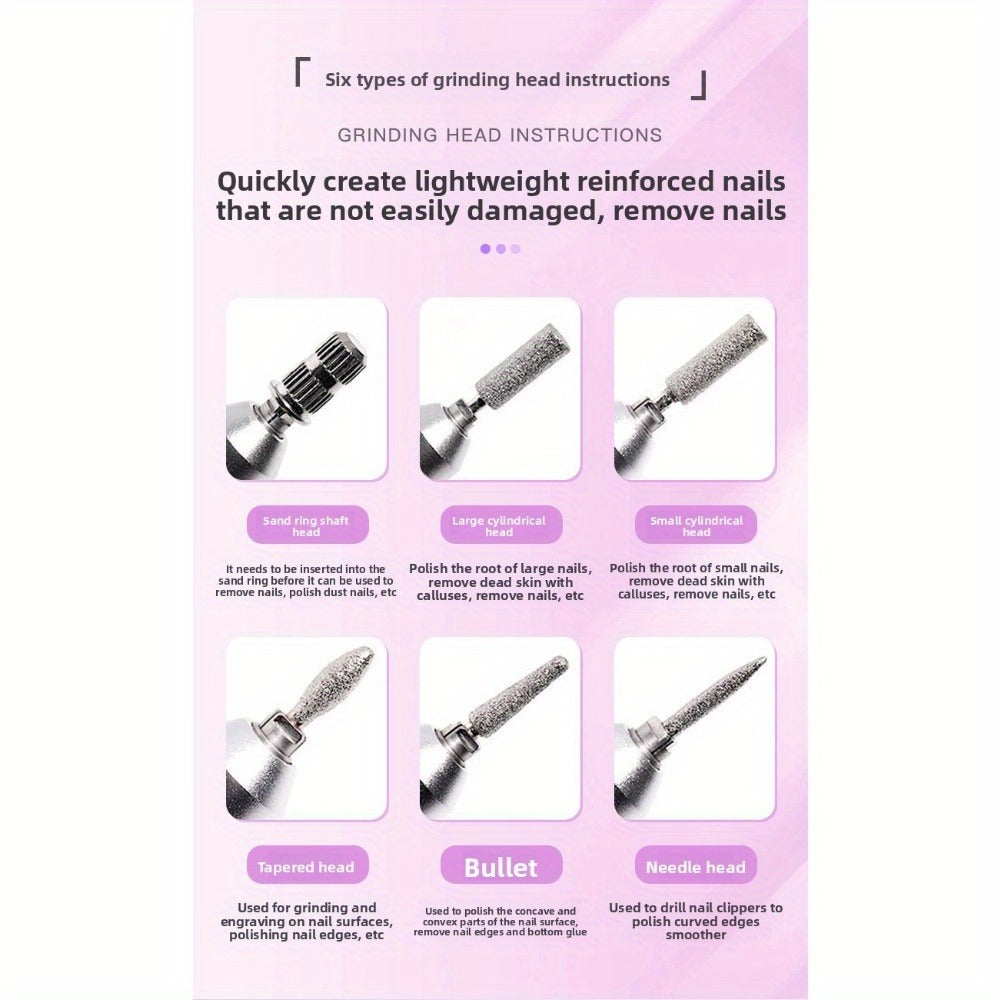 Nail Drill 45000 RPM Rechargeable Professional Electric Nail File Kit with Drill Bits Sanding Bands Low Noise Portable Manicure Pedicure Polishing Set for Salon Home Women Nail Techs