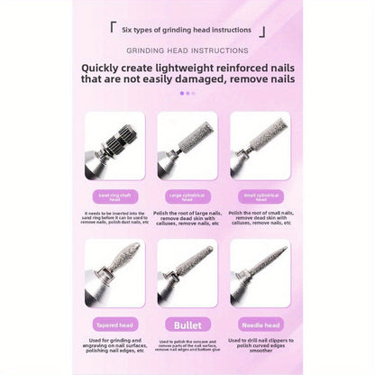Nail Drill 45000 RPM Rechargeable Professional Electric Nail File Kit with Drill Bits Sanding Bands Low Noise Portable Manicure Pedicure Polishing Set for Salon Home Women Nail Techs