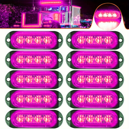 10pcs LED Side Indicator Lamps for Cars & Trucks - Amber/White/Red, 12-24V, High-Visibility External Lamps for Motor Vehicles, Motor Vehicle Lighting|Modern Truck Lamps|Durable Construction, Truck Accessories, Without Battery